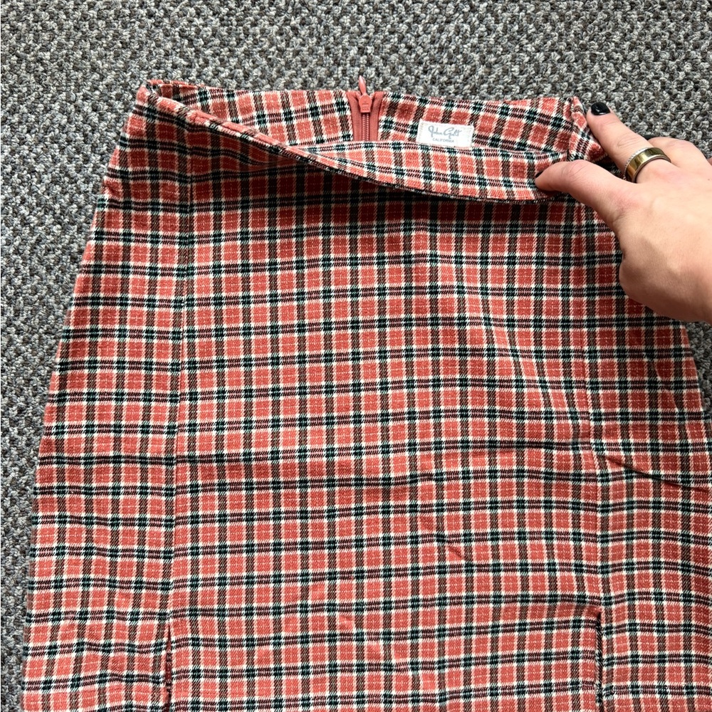 Brandy Melville Orange Plaid Skirt